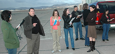 Natalie Fousekis with her students interviwing Lt. Col. William Kogerman