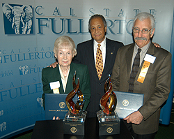 Mildred Donoghue, Jerry Samuelson and President Gordon 