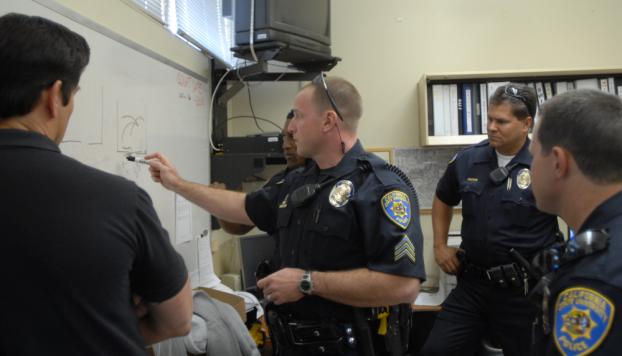 Campus police officers take part in planning exercise