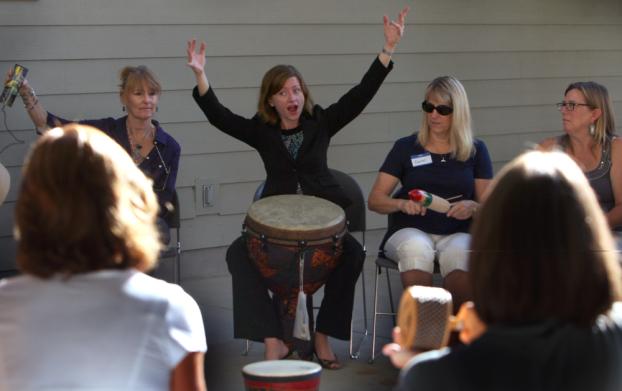 Teachers attend drum class