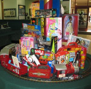 toy drive display in Titan Student Union