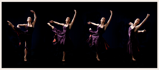 four images of the same dancer in slightly different poses 