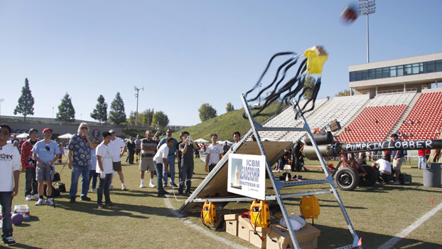 Catapult launches a pumpkin during 2009 festivities.