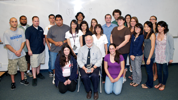 Martin Bonsangue surrounded by his students.