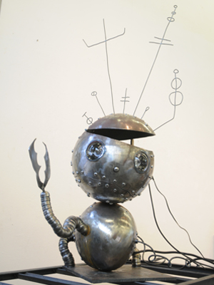 metal sculpture titled Robot Boy