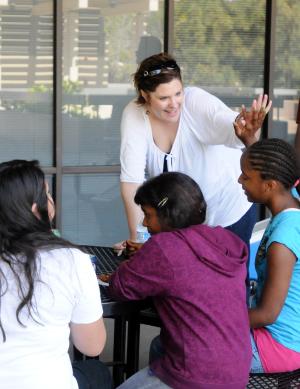 Caroline Bailey with students