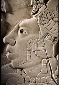 close up of Mayan calendar art.