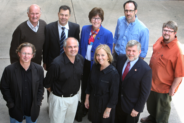 Members of the incoming Academic Senate Board photographed from above.