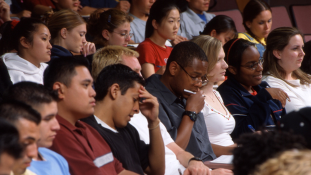 Students listening to a lecture.