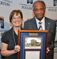 Cathy Arthur with President Milton A. Gordon.