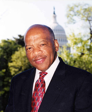 U.S. Rep. John R. Lewis standing before the White House.