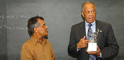Chandrasekhar Putcha and CSUF President Milton A. Gordon