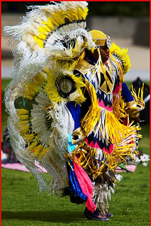 Costumed Native American dancer
