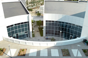 View of the Mihaylo Hall courtyard from the roof