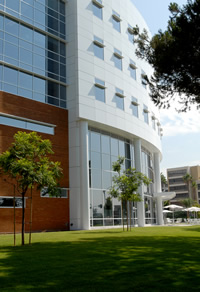 A vertical view of the south face of Mihaylo Hall