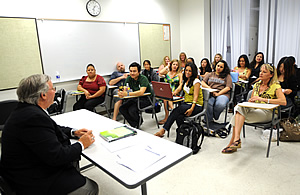 Students with faculty member in the classroom