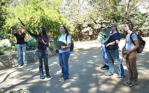 Students conducting hummingbird study