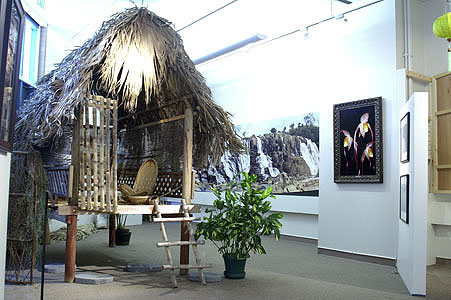 Installation of hut with Vietnam photos