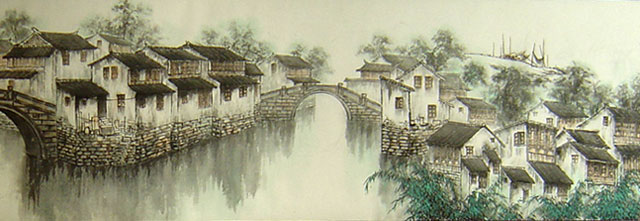 Ink painting of fish