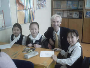 Hickok with Mongolian School Children