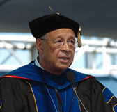 President Milton A. Gordon speaks during commencement