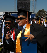 Commencement candidates in caps and gowns 