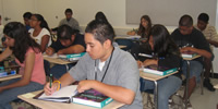 Anaheim High School students working in a classroom.