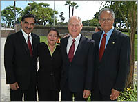 Anil Puri, Pam Hillman, Steven Mihaylo and President Milton A. Gordon